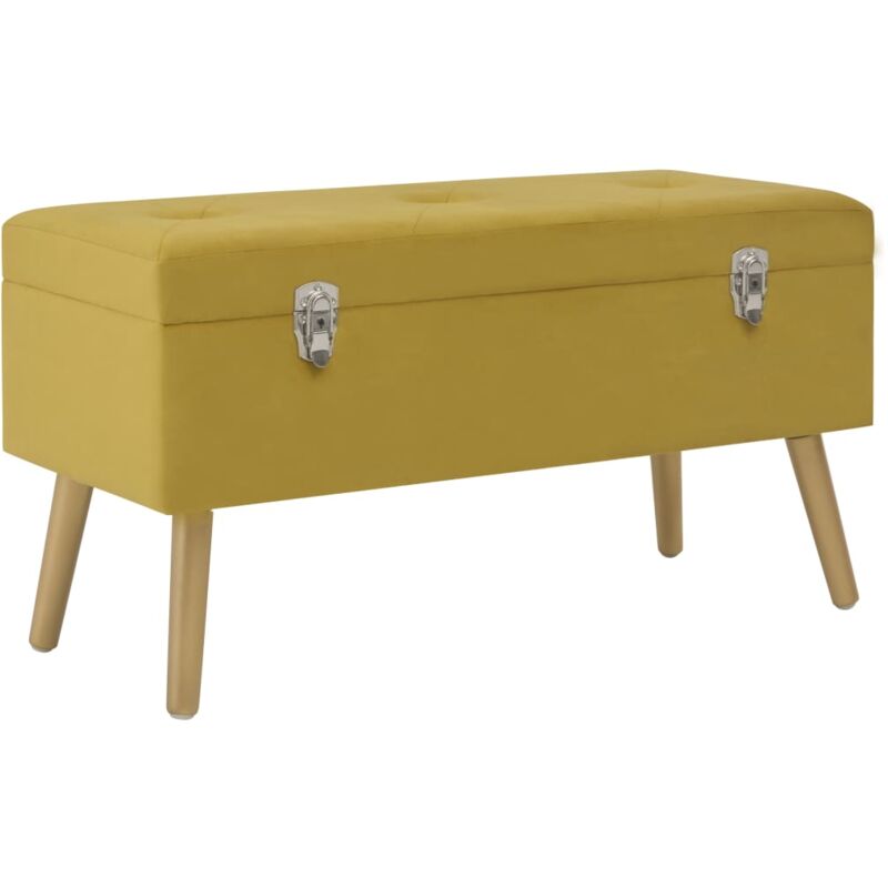 

vidaXL Banco con compartimento de terciopelo amarillo mostaza 80 cm - Amarillo