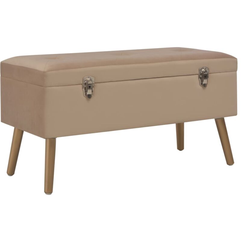 

vidaXL Banco con compartimento de terciopelo beige 80 cm - Beige