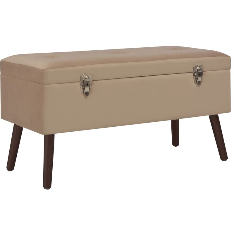 

vidaXL Banco con compartimento de almacenaje terciopelo 80 cm beige - Beige