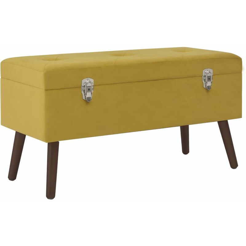 

vidaXL Banco con compartimento de almacenaje terciopelo 80 cm mostaza - Amarillo