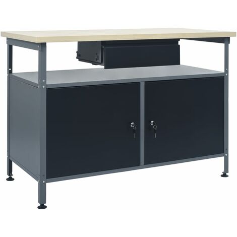 vidaXL Banco da Lavoro Nero 120x60x85 cm in Acciaio