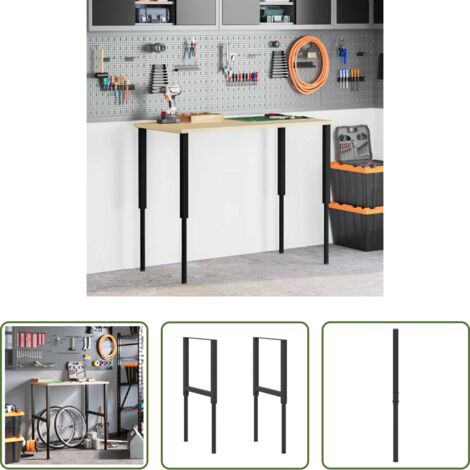vidaXL Banco da lavoro regolabile -  Telai per Banco da Lavoro 2 pz in Metallo 55x(69-95,5) cm Neri