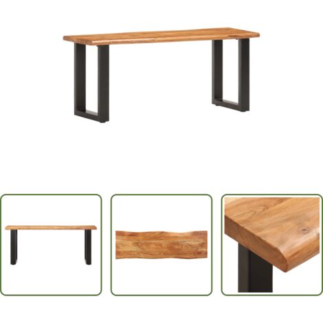 vidaXL Banco de acacia -  Banco con borde irregular madera maciza de acacia y acero 110cm