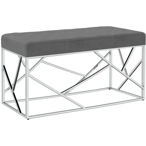 vidaXL Conjunto Banco Baúl 3 Piezas con Taburete Cuero Artificial Color Blanco