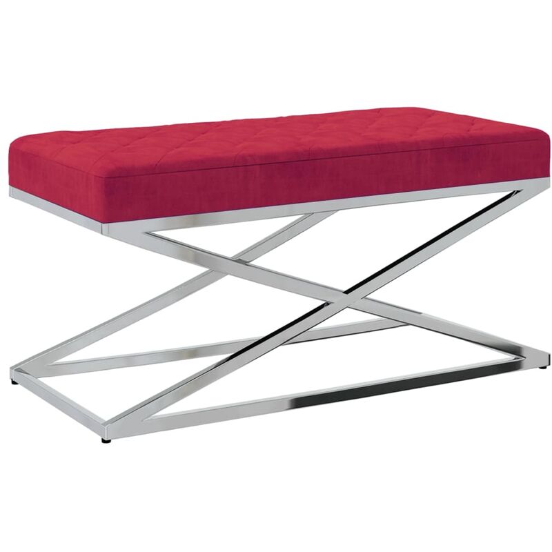 

vidaXL Banco de acero inoxidable y terciopelo rojo vino tinto 97 cm - Rojo