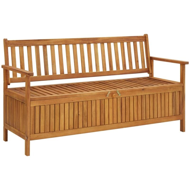 

vidaXL Banco de almacenaje de jardín madera maciza acacia 148 cm - Marrón