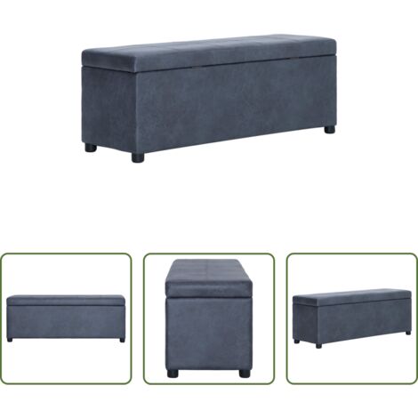 vidaXL Banco de almacenamiento -  Banco con espacio de almacenaje 116 cm piel ante sintética gris