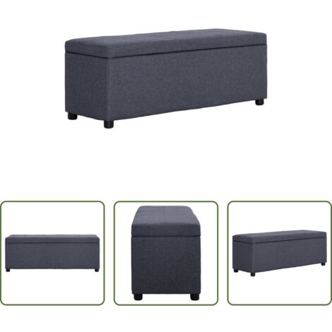 vidaXL Banco de almacenamiento -  Banco con espacio de almacenaje 116 cm poliéster gris oscuro