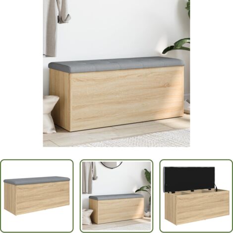vidaXL Banco de almacenamiento -  Banco de almacenaje roble Sonoma 102x42x45 cm madera de ingeniería