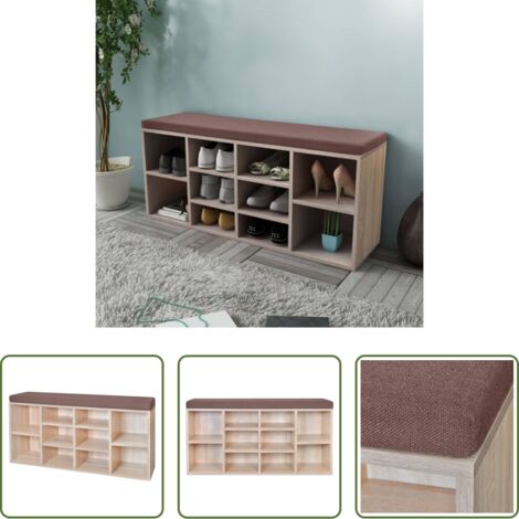 vidaXL Banco de almacenamiento -  Banco zapatero con 10 compartimentos color roble
