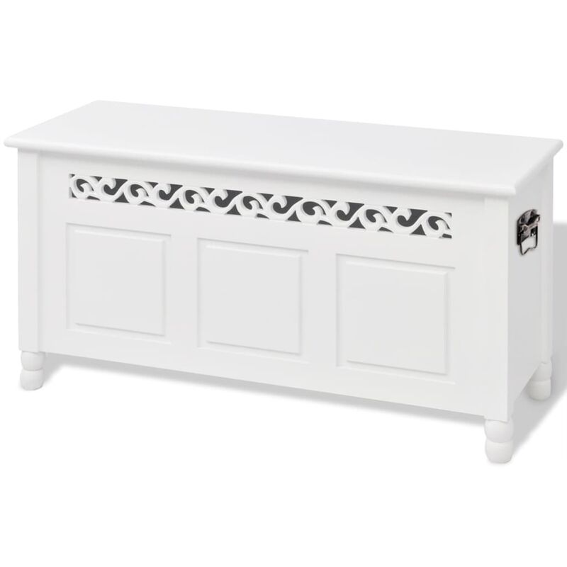 

vidaXL Banco de almacenamiento estilo barroco MDF blanco - Blanco