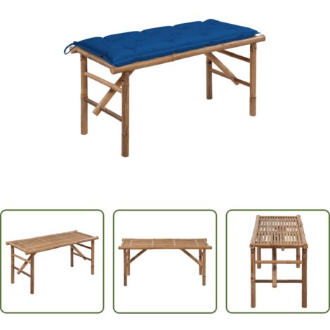 vidaXL Banco de bambú -  Banco de jardín plegable con cojín bambú 118 cm