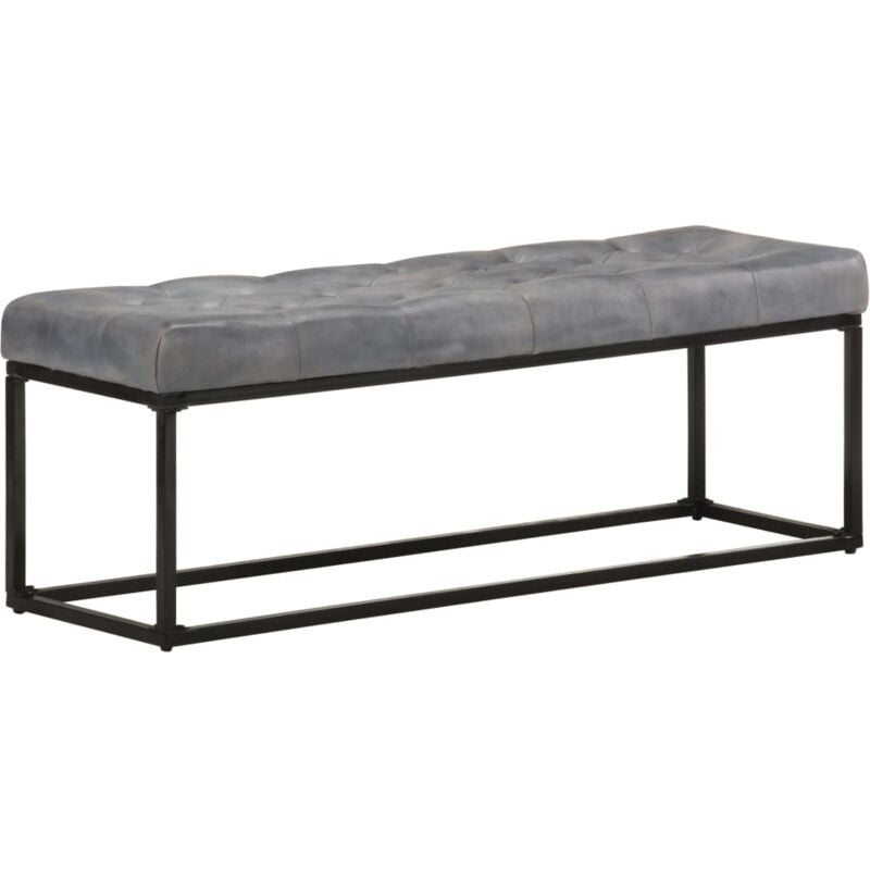 

vidaXL Banco de cuero auténtico gris 122 cm - Gris