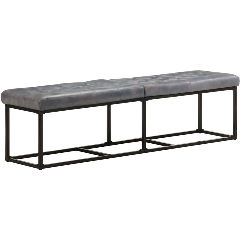 

vidaXL Banco de cuero auténtico gris 163 cm - Gris