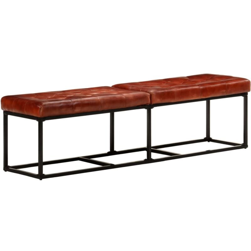 

vidaXL Banco de cuero auténtico marrón oscuro 163 cm - Marrón