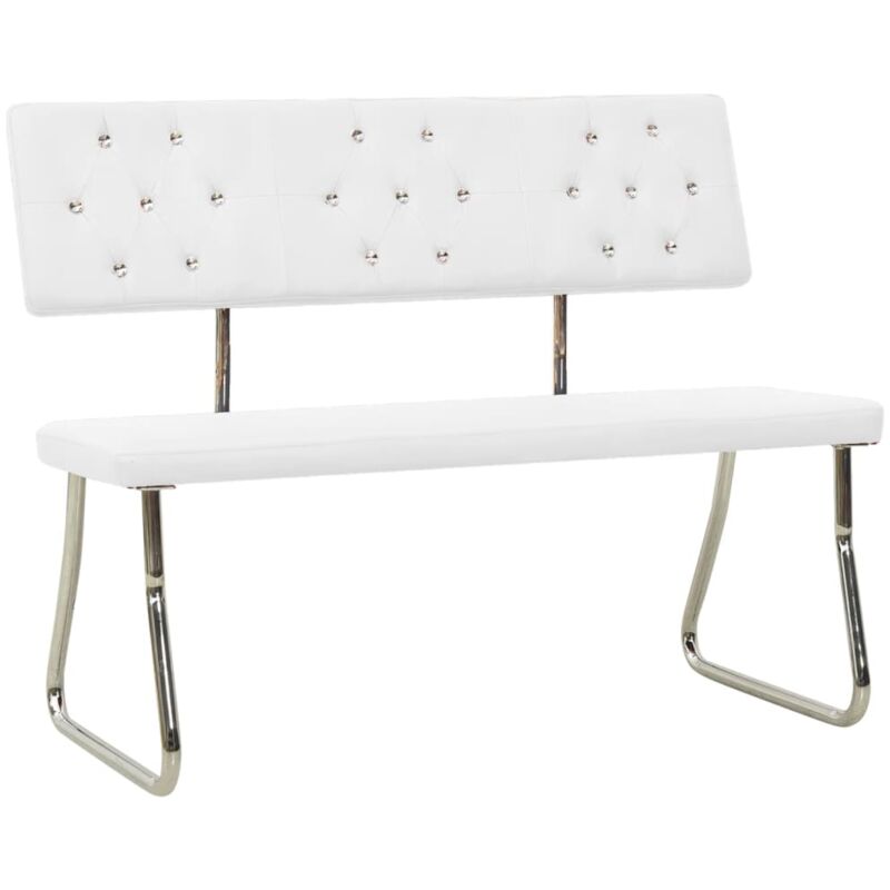 

vidaXL Banco de cuero sintético 110 cm blanco crema - Blanco