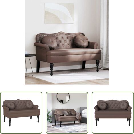vidaXL Banco de cuero sintético marrón -  Banco Chesterfield Marrón 120.5 x 65 x 75 cm Cuero sintético
