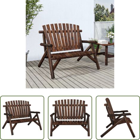 vidaXL Banco de exterior -  Banco de jardín de 2 plazas madera maciza abeto 119x85x98 cm