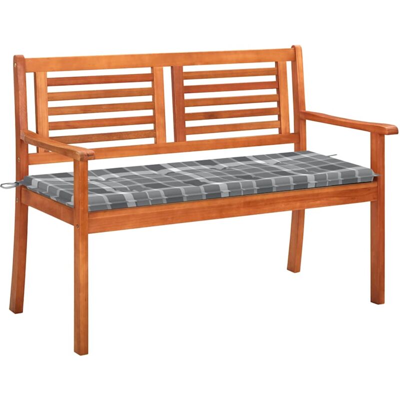 

vidaXL Banco de jardín 2 plazas madera maciza eucalipto y cojín 120 cm - Marrón
