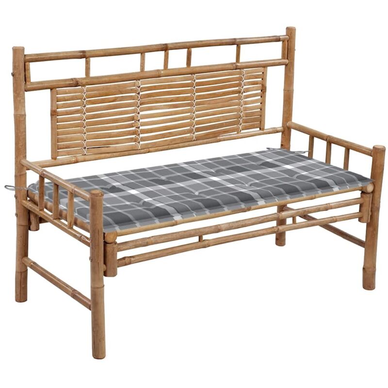

vidaXL Banco de jardín con cojín bambú 120 cm - Marrón