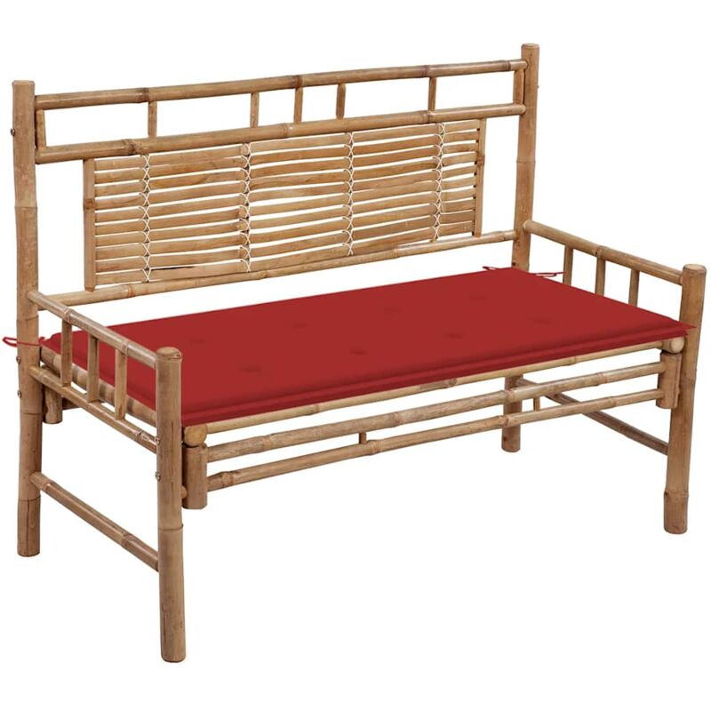 

vidaXL Banco de jardín con cojín bambú 120 cm - Marrón