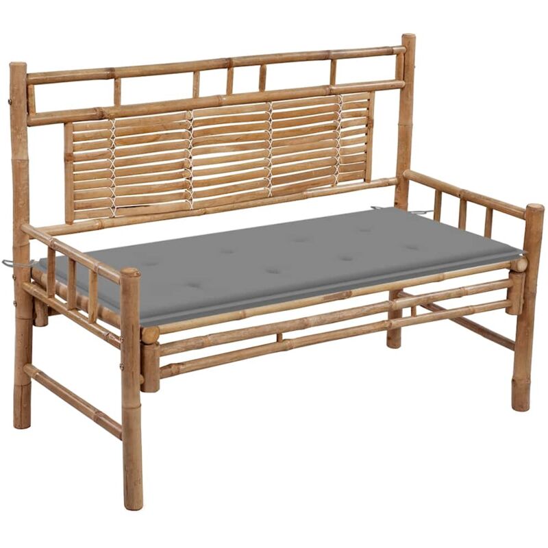 

vidaXL Banco de jardín con cojín bambú 120 cm - Marrón