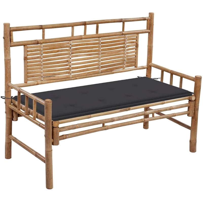 

vidaXL Banco de jardín con cojín bambú 120 cm - Marrón