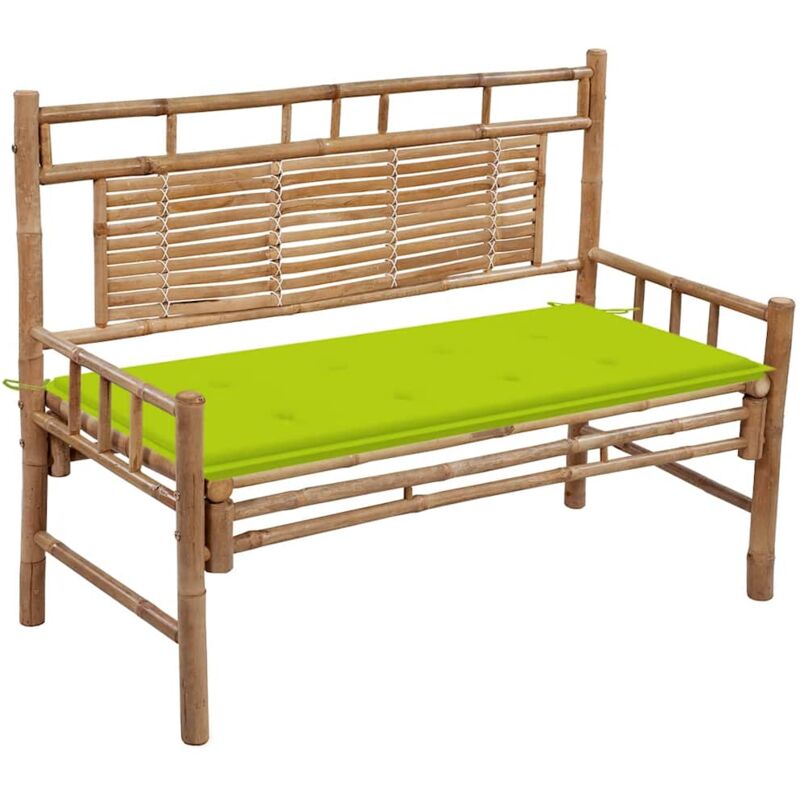 

vidaXL Banco de jardín con cojín bambú 120 cm - Marrón