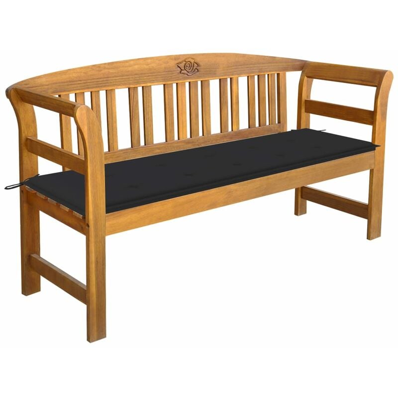 

vidaXL Banco de jardín con cojín madera maciza de acacia 157 cm - Marrón