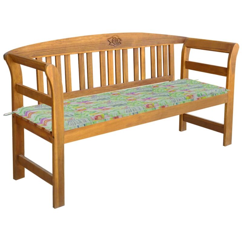 

vidaXL Banco de jardín con cojín madera maciza de acacia 157 cm - Marrón
