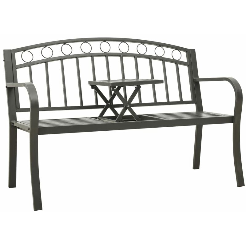 

vidaXL Banco de jardín con mesa acero gris 125 cm - Gris