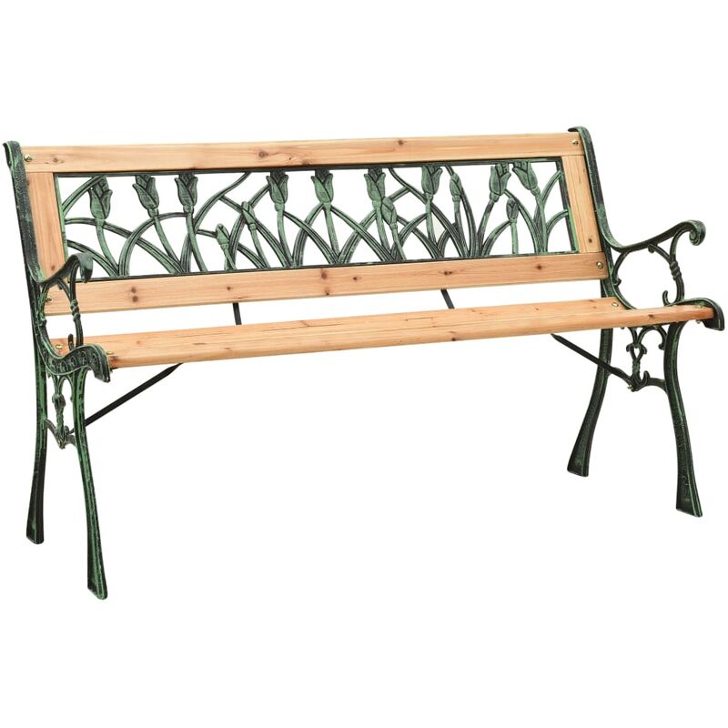 

vidaXL Banco de jardín hierro fundido y madera maciza de abeto 122 cm - Marrón