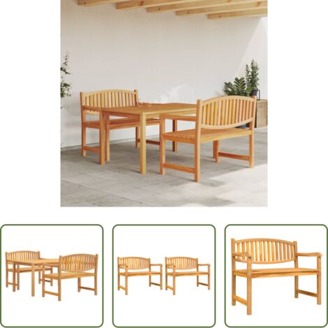 vidaXL Banco de jardín -  Juego de comedor para jardín 3 pzas madera maciza de teca