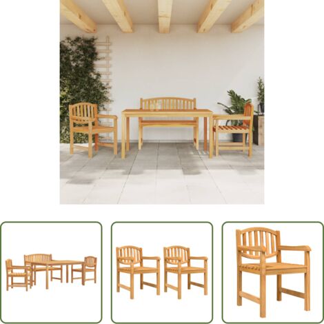 vidaXL Banco de jardín -  Juego de comedor para jardín 4 piezas madera maciza de teca