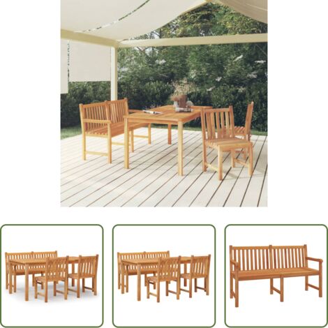 vidaXL Banco de jardín -  Juego de comedor para jardín 4 piezas madera maciza de teca