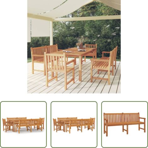 vidaXL Banco de jardín -  Juego de comedor para jardín 5 piezas madera maciza de teca