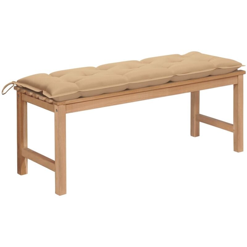 

vidaXL Banco de jardín madera maciza de teca con cojín beige 120 cm - Amarillo