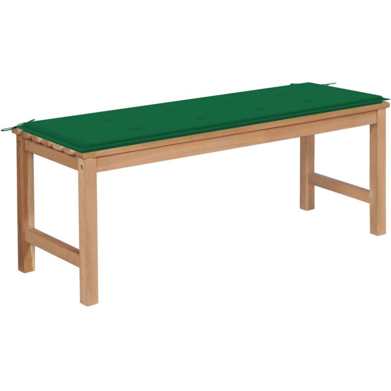 

vidaXL Madera Maciza de Teca Banco de Jardín con Cojín 120 cm Verde - Verde