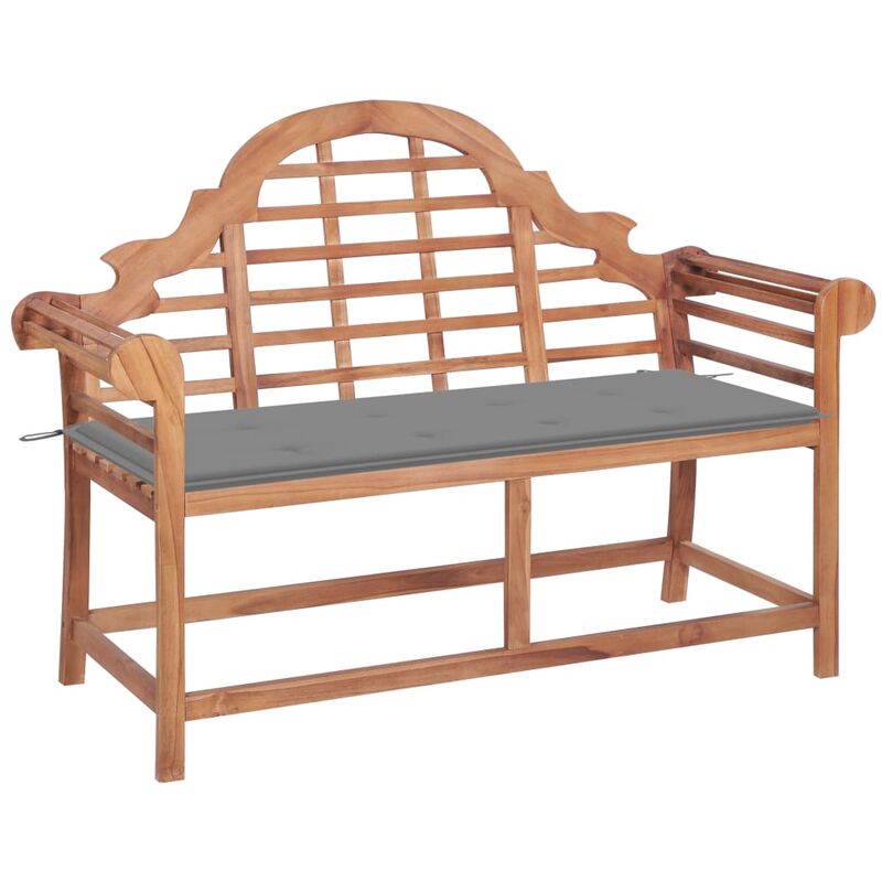 

vidaXL Banco de jardín madera maciza de teca con cojín gris 120 cm - Gris