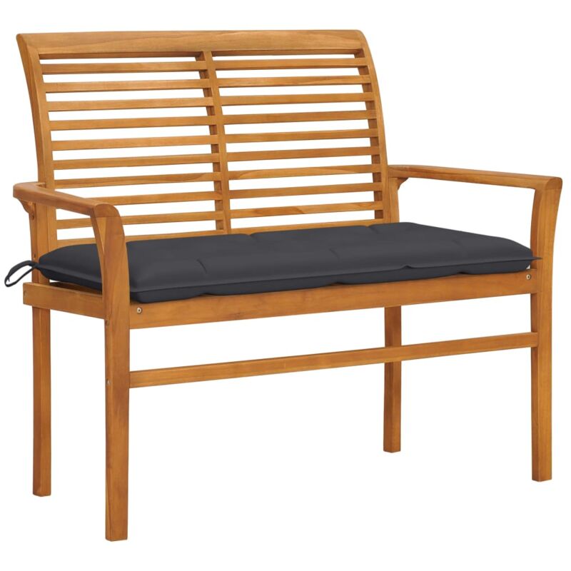 

vidaXL Banco de jardín madera maciza teca con cojín antracita 112 cm - Marrón