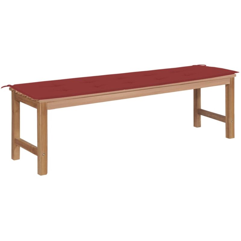 

vidaXL Banco de jardín madera maciza teca con cojín rojo tinto 150 cm - Rojo