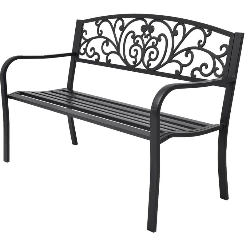 

vidaXL Banco de jardín de hierro fundido negro 127 cm - Negro