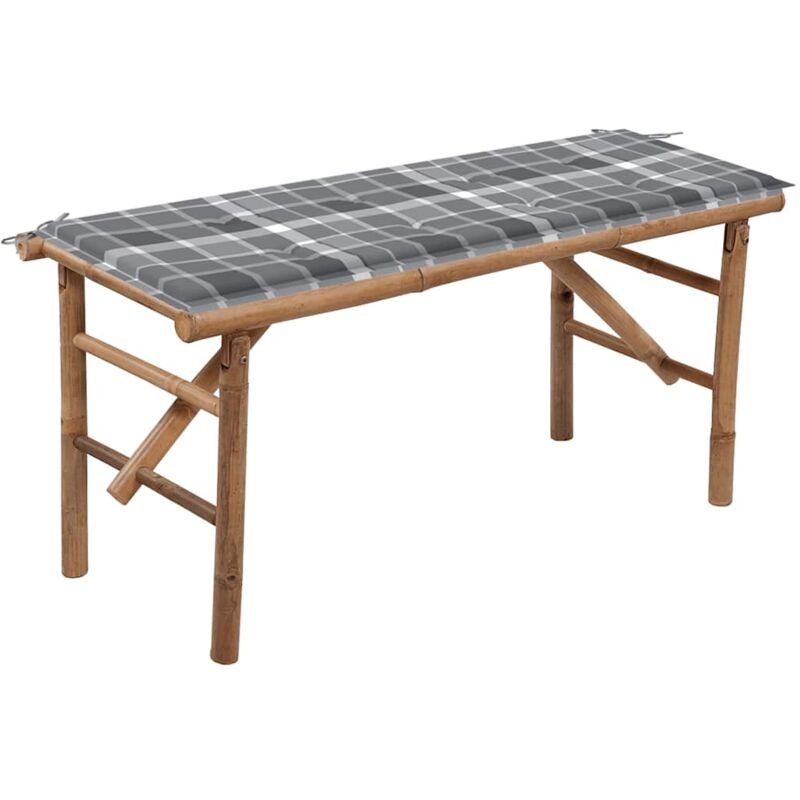 

vidaXL Banco de jardín plegable con cojín bambú 118 cm - Marrón