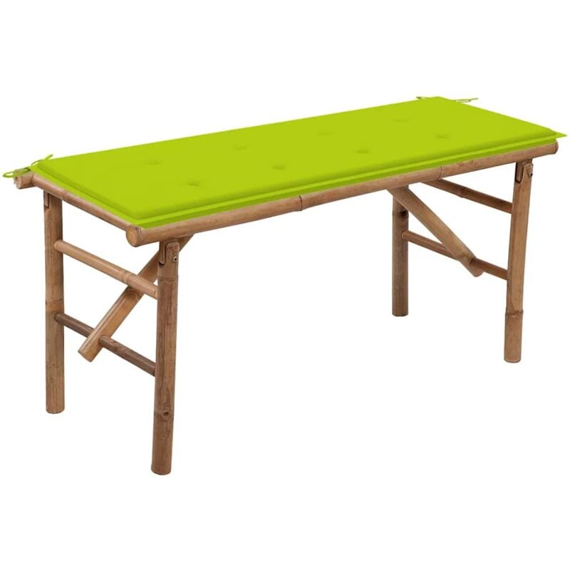 

vidaXL Banco de jardín plegable con cojín bambú 118 cm - Marrón