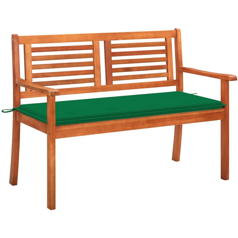 

vidaXL Banco de jardín 2 plazas madera maciza eucalipto y cojín 120 cm - Marrón