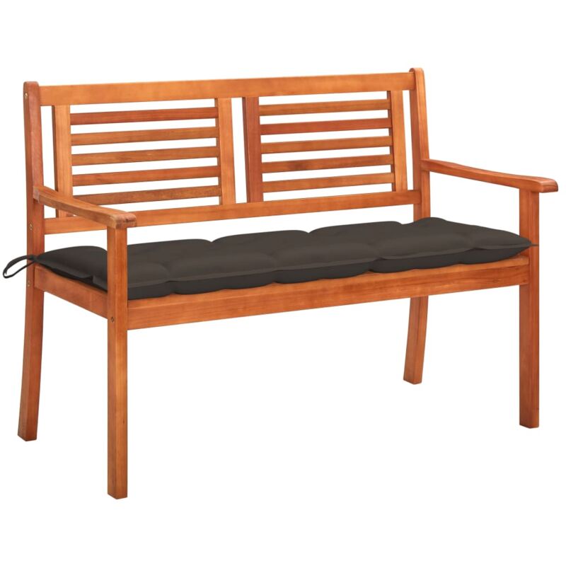 

vidaXL Banco de jardín 2 plazas madera maciza eucalipto y cojín 120 cm - Marrón