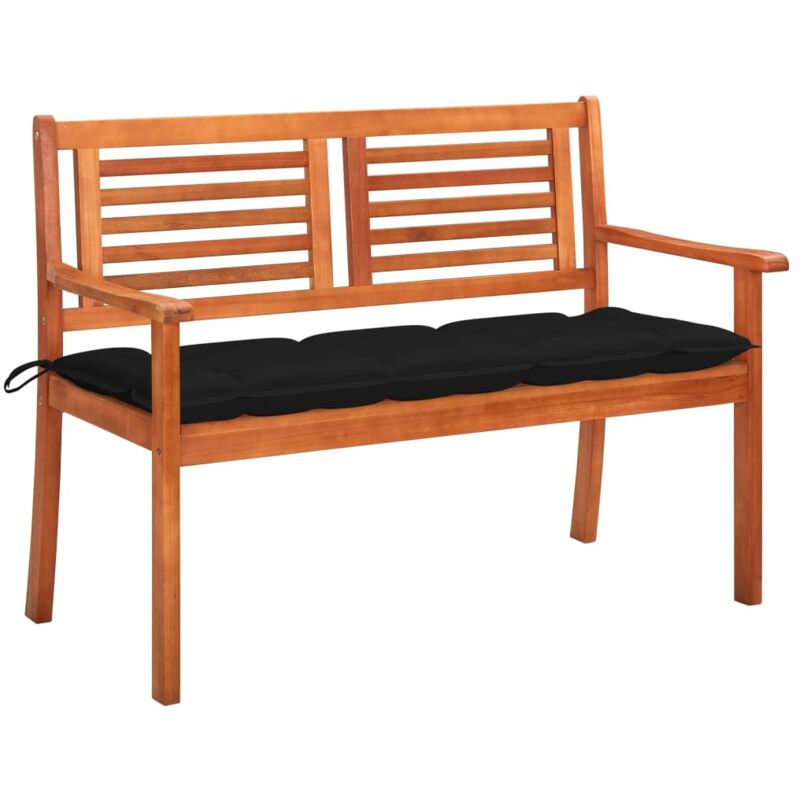 

vidaXL Banco de jardín 2 plazas madera maciza eucalipto y cojín 120 cm - Marrón