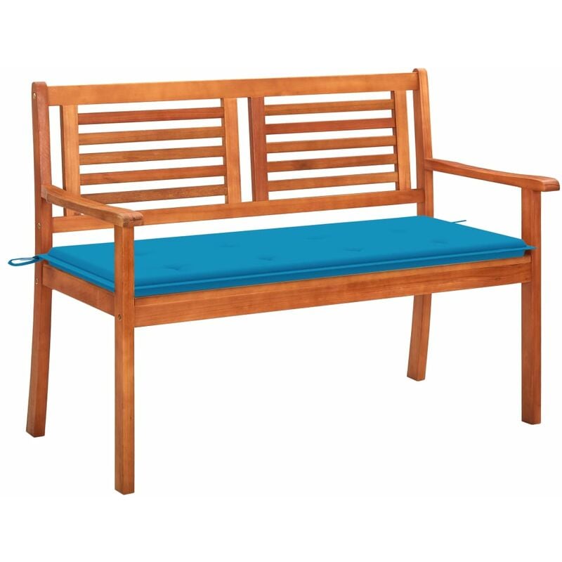 

vidaXL Banco de jardín 2 plazas madera maciza eucalipto y cojín 120 cm - Marrón