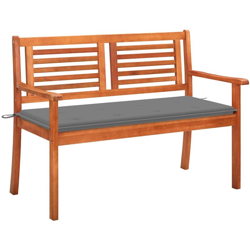 

vidaXL Banco de jardín 2 plazas madera maciza eucalipto y cojín 120 cm - Marrón