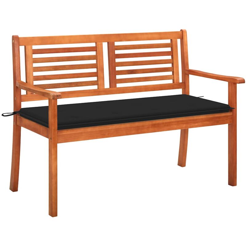 

vidaXL Banco de jardín 2 plazas madera maciza eucalipto y cojín 120 cm - Marrón